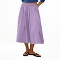 thumbnail image 1 of JGGSPWM Women's Summer Solid Color Casual Skirt Elastic Waist A Line Midi Skirts Swing Long Skirt with Pockets Purple XXL, 1 of 8