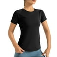 thumbnail image 1 of JGGSPWM Women's Summer T Shirts Round Neck Short Sleeve UPF 50+ Sun Protection Performance Quick Dry Athletic Shirts Tee Tops Black S, 1 of 6