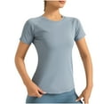 thumbnail image 1 of JGGSPWM Women's Summer T Shirts Round Neck Short Sleeve UPF 50+ Sun Protection Performance Quick Dry Athletic Shirts Tee Tops Blue L, 1 of 6