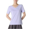 thumbnail image 1 of JGGSPWM Women's Summer T Shirts V-Neck Short Sleeve UPF 50+ Sun Protection Performance Quick Dry Athletic Shirts Tee Tops Purple L, 1 of 5