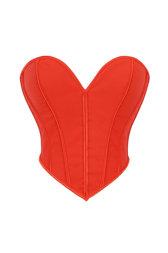 Women's Sweetheart Neck Strapless Bustier Corsets Vintage Overbust Corset Tops Bandeau Corset Belt Wear Top Orange S