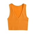 thumbnail image 1 of JGGSPWM Women's Tank Tops Summer Sleeveless Racerback Casual Round Neck Ribbed Tees Orange S, 1 of 3