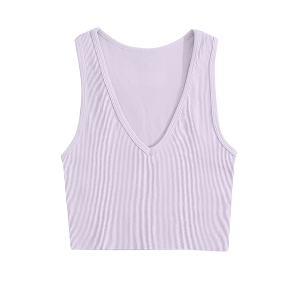 JGGSPWM Women's Tank Tops Summer Sleeveless Racerback Casual Round Neck Ribbed Tees Purple L