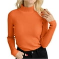 thumbnail image 1 of JGGSPWM Women's Turtleneck Long Sleeve Shirt Fall Basic Top Slim Fitted Ribbed Knit Sweater Plus Size Mock Neck Sweater Orange Free Size, 1 of 3