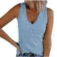 thumbnail image 1 of JGGSPWM Women's V Neck Summer Tank Tops Sleeveless Ribbed Button Casual Henley Shirts Light Blue XL, 1 of 5
