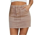 thumbnail image 1 of JGGSPWM Women's Vintage Denim Mini Skirt Low Waist Bodycon Y2K Cargo Jean Skirts with Pocket Pink XXL, 1 of 9