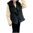 thumbnail image 1 of JGGSPWM Women's Winter Faux Furry Zip Up Sherpa Vest Sleeveless Down Jacket Warm Shearling Vest with Pockets Black XL, 1 of 4