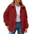 thumbnail image 1 of JGGSPWM Women's Winter Long Sleeve Quilted Jackets Zip Snap Button Down Puffer Jacket Padded Coat Outwear with Pockets Red XL, 1 of 9