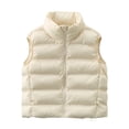 thumbnail image 1 of JGGSPWM Women's Winter Warm Padded Crop Vest Solid Color Lightweight Sleeveless Zipper Puffer Vest Outerwear Gilet White M, 1 of 2