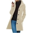 thumbnail image 1 of JGGSPWM Women's Winter Wool Blend Pea Coat Single Breasted Stand Collar Casual Trench Coat Thicken Wool Blend Stand Collar Single Breasted Pea Coat Overcoat Beige M, 1 of 6