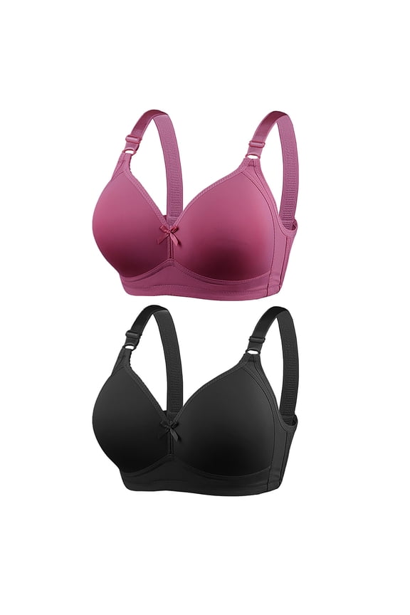 Women's Wire-Free Nursing Bra with Gathering and Three-Row Buckles for Plus Size Comfort Black 48