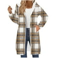 thumbnail image 1 of JGGSPWM Women's Zip Up Hoodies Oversized Fleece Long Sweatshirt Plaid Printed Fall Hoodie Casual Long Sleeve Jacket Coat Brown S, 1 of 1