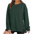 thumbnail image 1 of JGGSPWM Womens 2024 Fashion Sweatshirts Side Split Zipper Oversized Sweatshirt Basic Tops Long Sleeve Fall Casual Lightweight Pullovers Army Green XL, 1 of 5