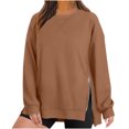 thumbnail image 1 of JGGSPWM Womens 2024 Fashion Sweatshirts Side Split Zipper Oversized Sweatshirt Basic Tops Long Sleeve Fall Casual Lightweight Pullovers Coffee XXL, 1 of 5