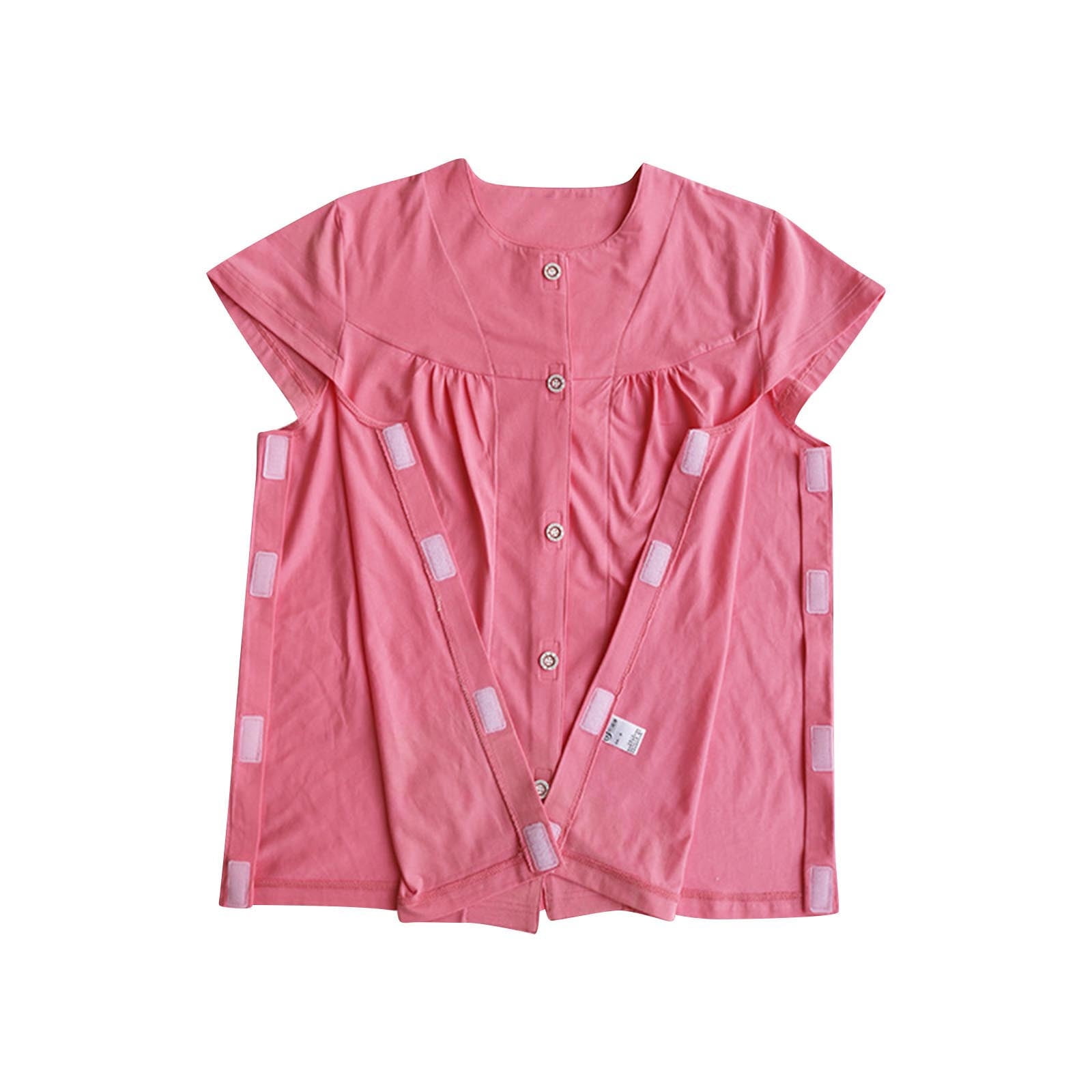 JGGSPWM Womens Adaptive Cotton Post Shoulder Surgery Shirts for After Rotator Cuff Recovery Arm Broken Top Hot Pink M