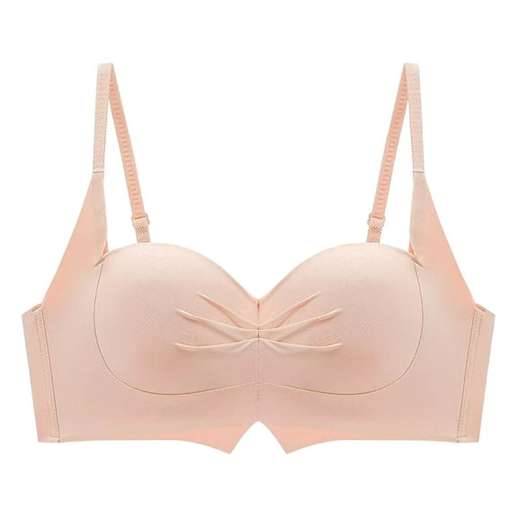 JGGSPWM Womens Bras No Underwire Everyday Full Coverage Push Up Solid Color Breathable Bralettes Anti-Sag Traceless Bra Pink 32