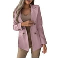 thumbnail image 1 of JGGSPWM Womens Business Casual Blazer Jacket Lined Work Professional Solid Color Double Breasted Long Sleeve Suits Open Front Notched Lapel Coats Pink XXL, 1 of 9