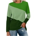 thumbnail image 1 of JGGSPWM Womens Casual Classic Basic Blouse Plus Size Contrast Color Shirts Round Neck Long Sleeve Pullover Tops Army Green XXXL, 1 of 4