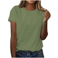 thumbnail image 1 of JGGSPWM Womens Casual Short Sleeve Crewneck T Shirts Classic Summer Basic Tees Army Green L, 1 of 4
