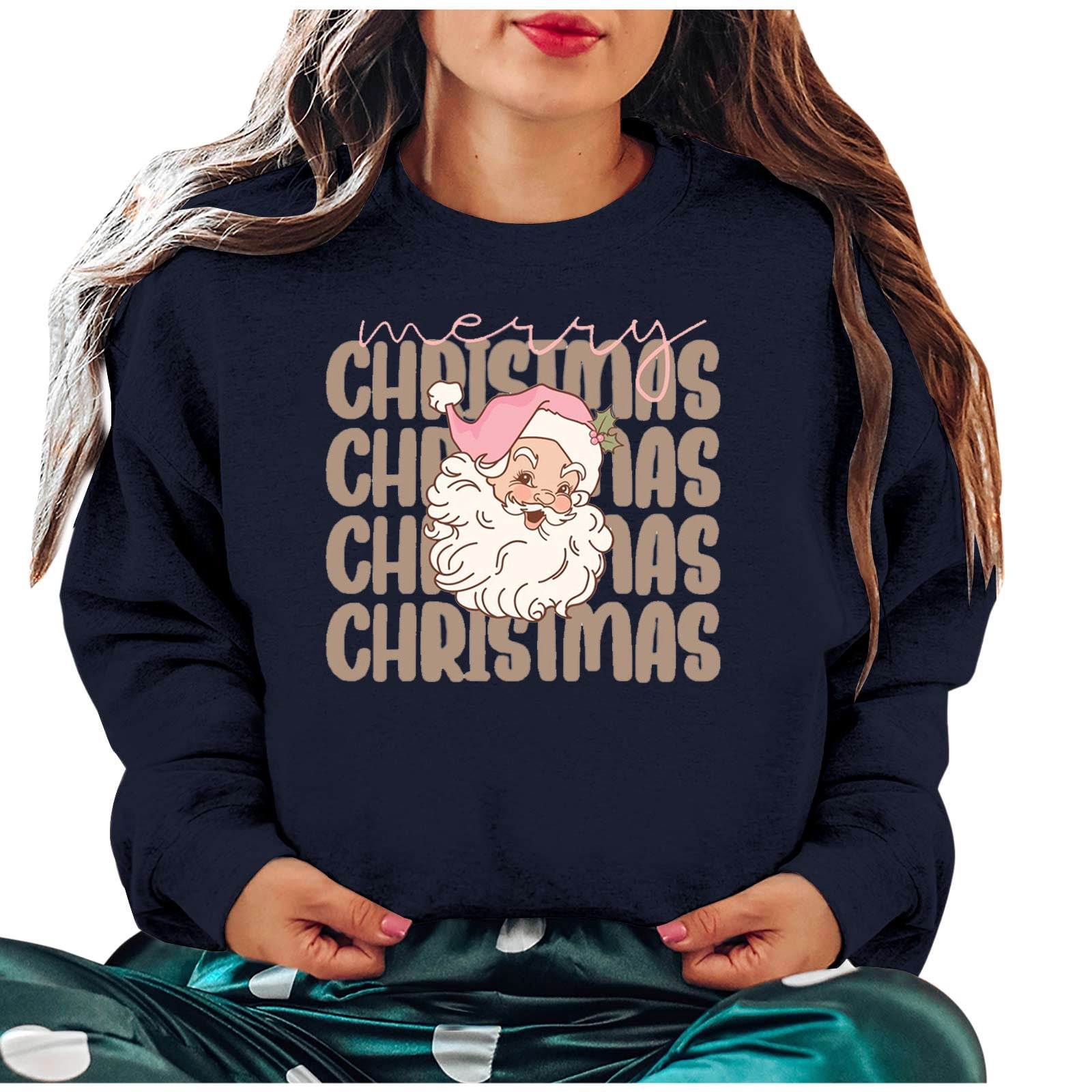 JGGSPWM Womens Christmas Sweatshirts Long Sleeve Comfortable Comfy