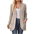 thumbnail image 1 of JGGSPWM Womens Classic Pocket Cardigans Long Sleeve Solid Ribbed Knit Open Front Casual Sweater Coat Khaki M, 1 of 9