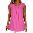 thumbnail image 1 of JGGSPWM Womens Cotton Linen Solid Tank Tops Camisole Lightweight Summer Casual Loose Fit Soft Breathable Tunic Tees Crewneck Sleeveless Shirts Hot Pink S, 1 of 9