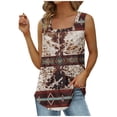 thumbnail image 1 of JGGSPWM Womens Cozy Tank Tops Modern Tshirts Ethnic Aztec Blouse Square Neck Camisole Trendy Vest Sleeveless Shirts Brown M, 1 of 4