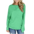 thumbnail image 1 of JGGSPWM Womens Crewneck Drop Long Sleeve Casual Crewneck Sweatshirts Casual Oversize Pullover Long Sleeve Sweatshirt Tops Green XXL, 1 of 7