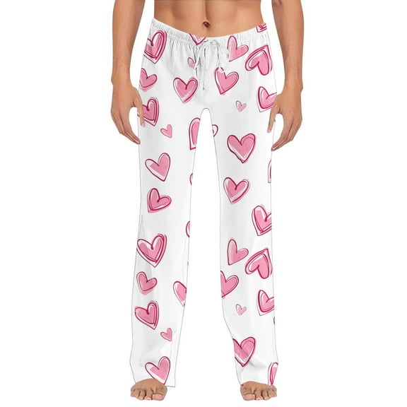 JGGSPWM Womens Cute Love Print Pajama Pants Drawstring Elastic Waist Jogger Sweatpants Loose Casual Comfortable Trousers White XXXL