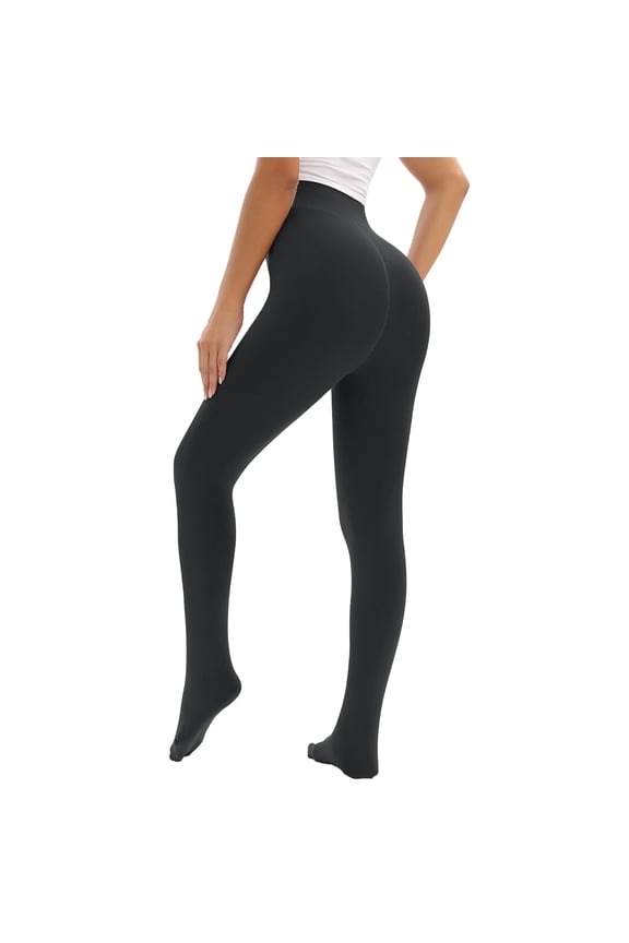 Womens Denier Opaque Tights, Women's Soft Solid Color Footed Pantyhose, High Waist Stocking Black Free Size