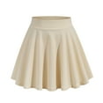 thumbnail image 1 of JGGSPWM Womens Elastic Waist Flare Mini Skirt Summer Fashion Casual Solid High Waist Short Skirts Beige L, 1 of 4