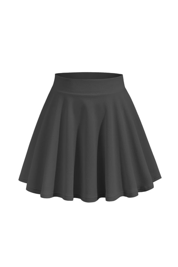 Womens Elastic Waist Flare Mini Skirt Summer Fashion Casual Solid High Waist Short Skirts Black S