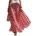 thumbnail image 1 of JGGSPWM Womens Elegant Striped Pleated Flowy Maxi Skirt High Elastic Waist Long Skirts, Soft Loose Fit Vacation Daily Wear for Spring Summer Red S, 1 of 6