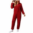 thumbnail image 1 of JGGSPWM Womens Fleece Onesie Pajamas Jumpsuit Warm Sherpa Romper Sleepwear Soft Comfy Zipper Hooded Playsuit Loungewear Red XXXXL, 1 of 6