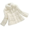 thumbnail image 1 of JGGSPWM Womens Fuzzy Jacket Outwear Solid Lapel Collar Warm Dressy Fancy Winter Long Sleeve Fluffy Coat White XS, 1 of 5