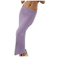thumbnail image 1 of JGGSPWM Womens High-Waist Ribbed Midi Skirt Versatile Fashion Leisure Home Resort Beach Mid Length Skirts Purple M, 1 of 6