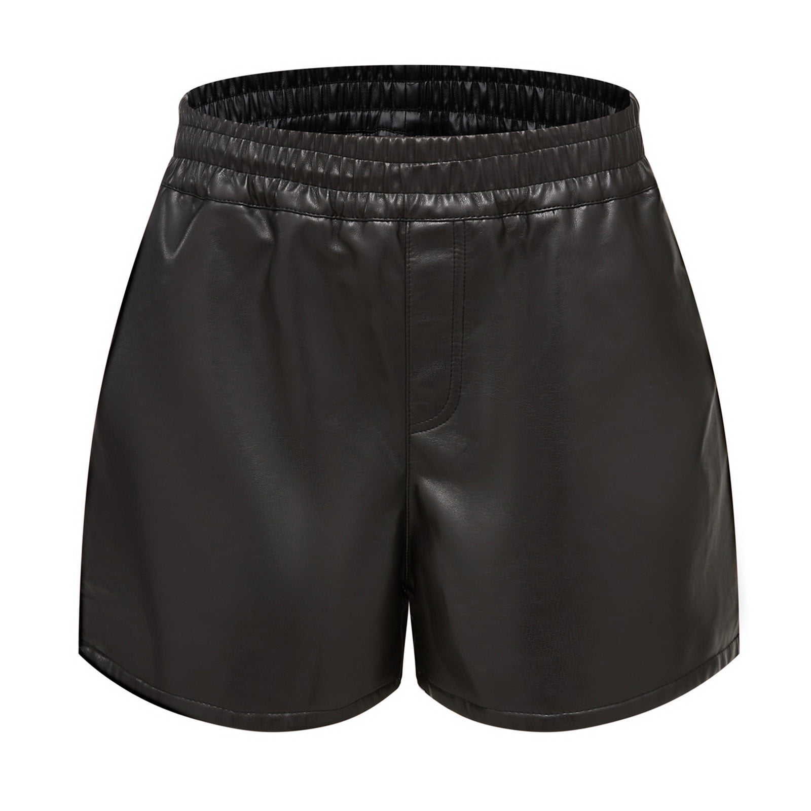 Moxidress Elastic Waist Wide Leg Faux Leather Shorts main image 1