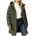 thumbnail image 1 of JGGSPWM Womens Hooded Long Puffer Coats Plus Size Thicken Warm Zipper Quilted Puffy Jacket Winter Insulated Padded Outerwear Green XL, 1 of 7