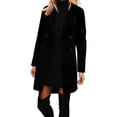 thumbnail image 1 of JGGSPWM Womens Long Double Breasted Coats Thicken Woolen Lapel Collar Pea Coat Winter Slim Fit Jackets Trench Coat Outwear Black XL, 1 of 9