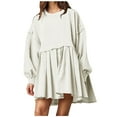 thumbnail image 1 of JGGSPWM Womens Long Sleeve Crewneck Pullover Tops Relaxed Fit Sweatshirts Oversized Sweatshirt Dress Mini Dress Short Dress White XXL, 1 of 8