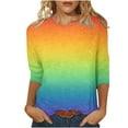 thumbnail image 1 of JGGSPWM Womens Long Sleeve Shirts Colorful Gradient Blouse Comfy Cotton Spring Fall Casual Tops Classic Fit Crewneck Pullover Yellow L, 1 of 5
