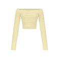 thumbnail image 1 of JGGSPWM Womens Mesh Chiffon Crop Tops Off The Shoulder Slim Fit Tshirt Tee Shirts Tunic Solid Long Sleeve Tops Y2k Blouse Pullover Yellow M, 1 of 9