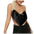 thumbnail image 1 of JGGSPWM Womens Metallic Sequin Chain Tank Top Deep V Neck Open Back Sleeveless Halter Sparkly Rhinestone Party Clubwear Top Black Free Size, 1 of 5