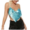 thumbnail image 1 of JGGSPWM Womens Metallic Sequin Chain Tank Top Deep V Neck Open Back Sleeveless Halter Sparkly Rhinestone Party Clubwear Top Blue Free Size, 1 of 7