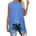 thumbnail image 1 of JGGSPWM Womens Mock Neck Sleeveless Shirt Tank Top Button Back Asymmetrical Hem Blouse High Low Flowy Tops Blue XL, 1 of 6
