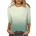 thumbnail image 1 of JGGSPWM Womens Ombre Long Sleeve Crewneck Pullover Casual Comfy Cotton Spring Fall Shirts Blouse Classic Fit Tops Beige L, 1 of 5