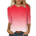 thumbnail image 1 of JGGSPWM Womens Ombre Long Sleeve Crewneck Pullover Casual Comfy Cotton Spring Fall Shirts Blouse Classic Fit Tops Red XL, 1 of 5