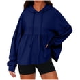 thumbnail image 1 of JGGSPWM Womens Oversized Hoodies Sweatshirts Casual Lantern Long Sleeve Drawstring Peplum Hem Loose Hooded Pullover Tops Blue M, 1 of 9