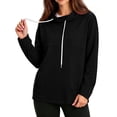 thumbnail image 1 of JGGSPWM Womens Oversized Pullover Sweatshirt Hooded with Drawstring, Long Sleeve Baggy Athletic Tops with Pocket, Casual Outdoor Hiking Wear Black XL, 1 of 7