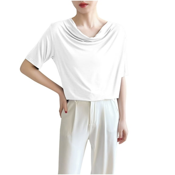 JGGSPWM Womens Oversized T Shirts Loose Fit Crewneck Short Sleeve Tops Summer Casual Blouse Y2K Basic Tee Beach White XL